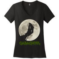 Gabaghoul Funny Hand Moon Halloween Women's V-Neck T-Shirt