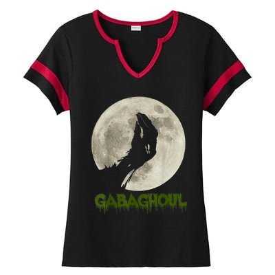 Gabaghoul Funny Hand Moon Halloween Ladies Halftime Notch Neck Tee