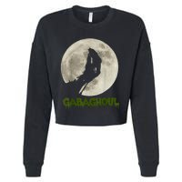 Gabaghoul Funny Hand Moon Halloween Cropped Pullover Crew