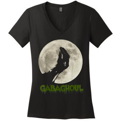 Gabaghoul Funny Hand Moon Halloween Women's V-Neck T-Shirt