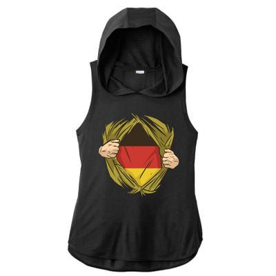 Germany Flag Hero Ladies PosiCharge Tri-Blend Wicking Draft Hoodie Tank