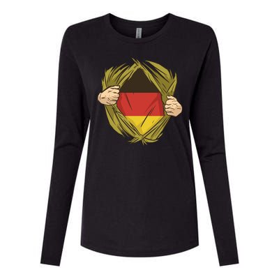 Germany Flag Hero Womens Cotton Relaxed Long Sleeve T-Shirt