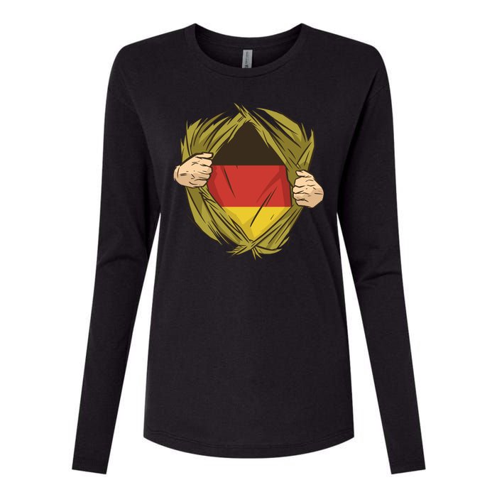 Germany Flag Hero Womens Cotton Relaxed Long Sleeve T-Shirt