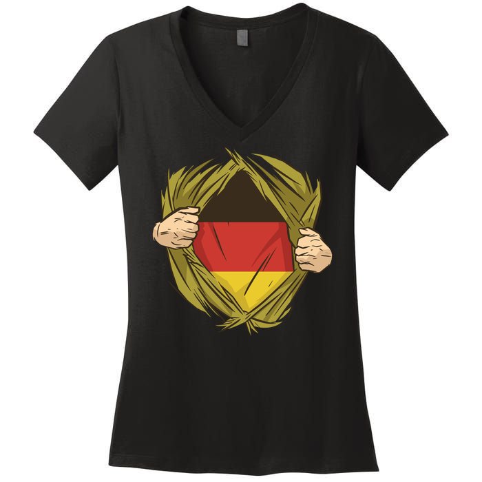 Germany Flag Hero Women's V-Neck T-Shirt