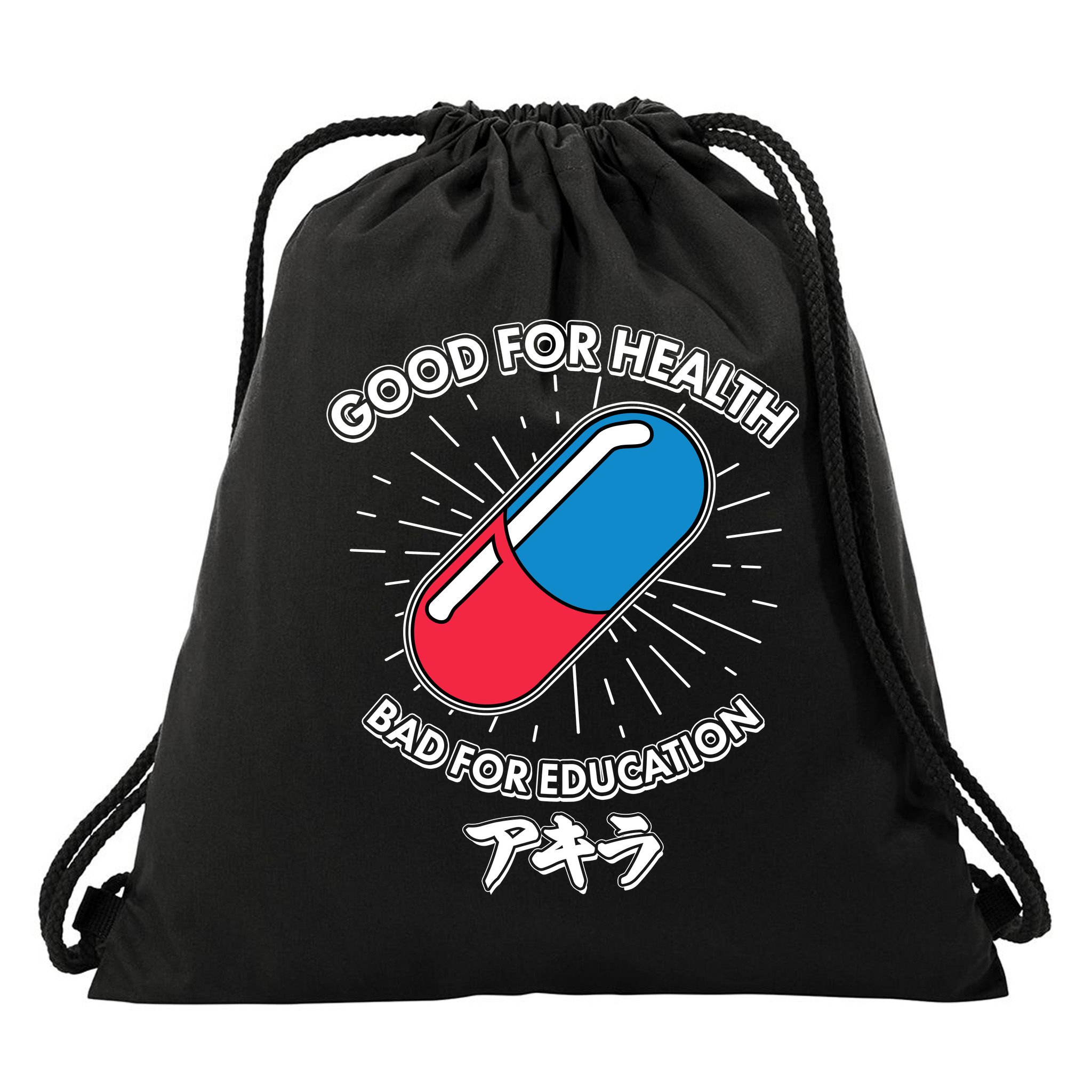 Good For Health Bad For Education Logo Anime Fan Drawstring Bag
