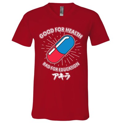 Good For Health Bad For Education Logo Anime Fan V-Neck T-Shirt