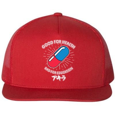 Good For Health Bad For Education Logo Anime Fan Flat Bill Trucker Hat