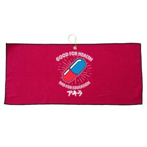 Good For Health Bad For Education Logo Anime Fan Large Microfiber Waffle Golf Towel