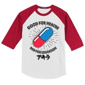 Good For Health Bad For Education Logo Anime Fan Kids Colorblock Raglan Jersey