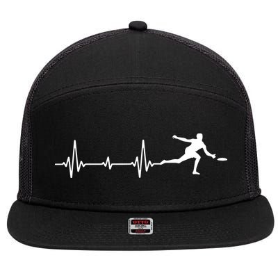 Great Frisbee Heartbeat Gift Ultimate 7 Panel Mesh Trucker Snapback Hat