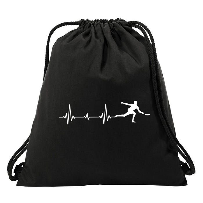 Great Frisbee Heartbeat Gift Ultimate Drawstring Bag