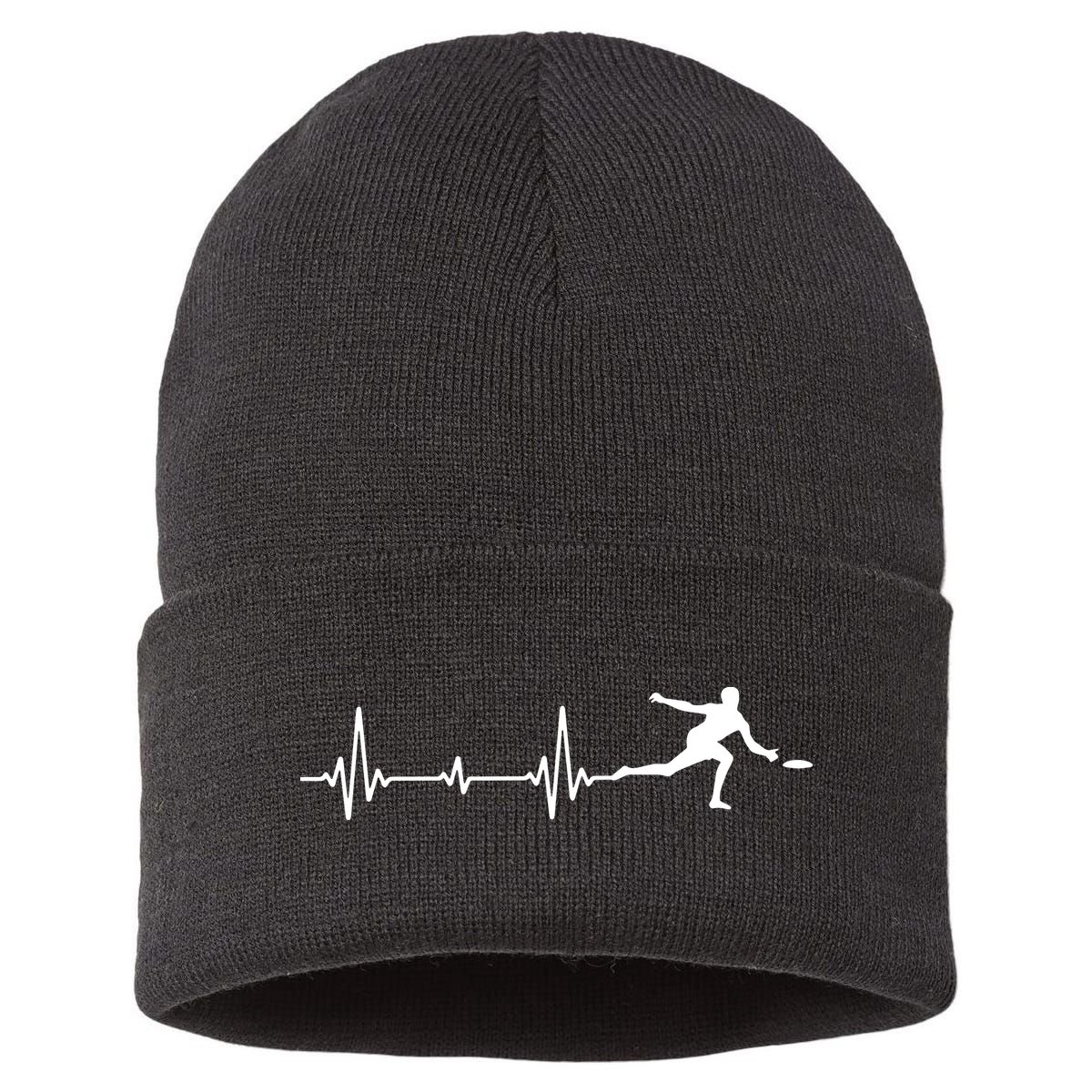 Great Frisbee Heartbeat Gift Ultimate Sustainable Knit Beanie