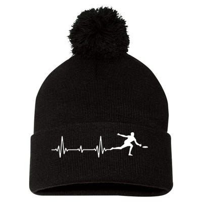 Great Frisbee Heartbeat Gift Ultimate Pom Pom 12in Knit Beanie