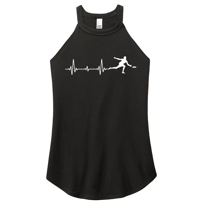 Great Frisbee Heartbeat Gift Ultimate Women's Perfect Tri Rocker Tank