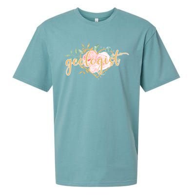 Geologist Floral Heart Pink Watercolor Roses Mothers Day Gift Sueded Cloud Jersey T-Shirt