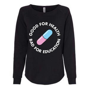 Good For Health Bad For Education Anime Future Capsule Pill Womens California Wash Sweatshirt