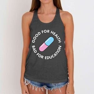 Good For Health Bad For Education Anime Future Capsule Pill Women's Knotted Racerback Tank