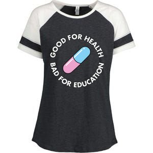 Good For Health Bad For Education Anime Future Capsule Pill Enza Ladies Jersey Colorblock Tee