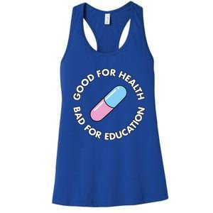 Good For Health Bad For Education Anime Future Capsule Pill Women's Racerback Tank