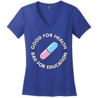 Good For Health Bad For Education Anime Future Capsule Pill Women's V-Neck T-Shirt