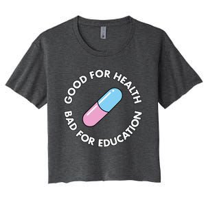 Good For Health Bad For Education Anime Future Capsule Pill Women's Crop Top Tee