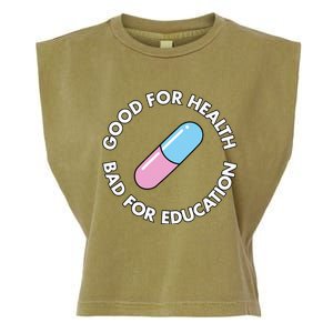 Good For Health Bad For Education Anime Future Capsule Pill Garment-Dyed Women's Muscle Tee