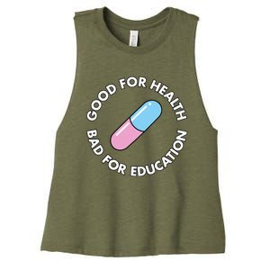 Good For Health Bad For Education Anime Future Capsule Pill Women's Racerback Cropped Tank