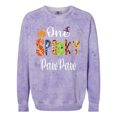 Grandpa Family Halloween Matching One Spooky PawPaw Colorblast Crewneck Sweatshirt