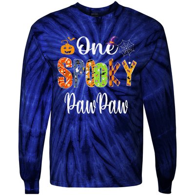 Grandpa Family Halloween Matching One Spooky PawPaw Tie-Dye Long Sleeve Shirt