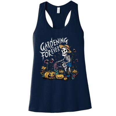 Gardening Forever Halloween Skeleton Gardening Women's Racerback Tank