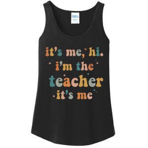 Groovy Funny It's Me Hi I'm The Teacher It's Me Ladies Essential Tank