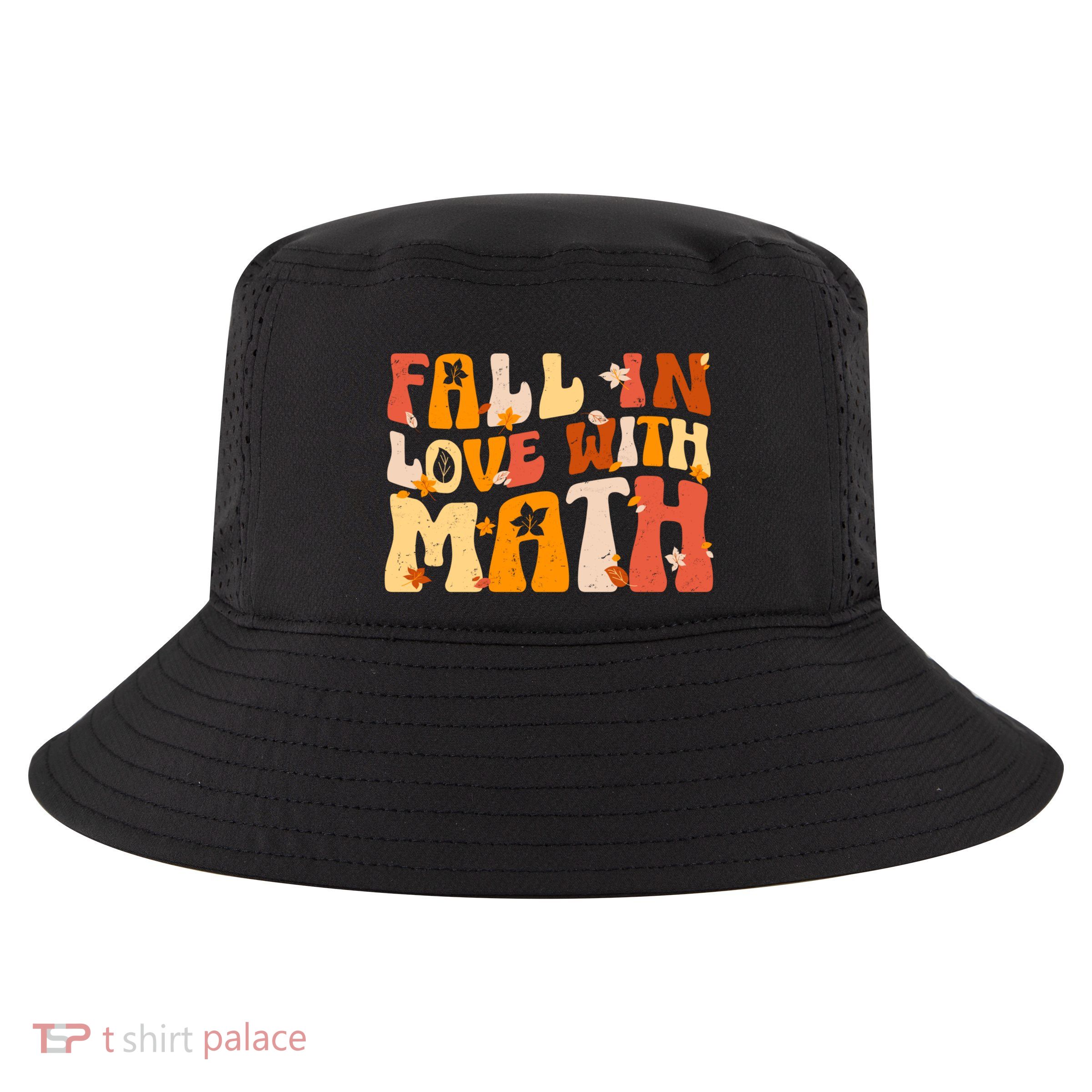 Groovy Fall In Love With Math Thanksgiving Math Teacher Fall Cool Comfort Performance Bucket Hat