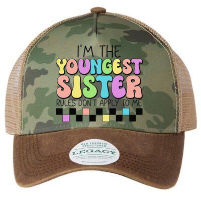 Groovy Flower IM The Youngest Sister Rules DonT Apply Me Legacy Tie Dye Trucker Hat