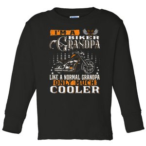 Gentlemen Funny Im A Biker Grandpa Saying Motorcycle Toddler Long Sleeve Shirt