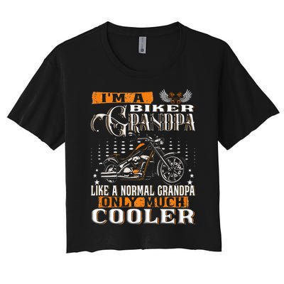 Gentlemen Funny Im A Biker Grandpa Saying Motorcycle Women's Crop Top Tee