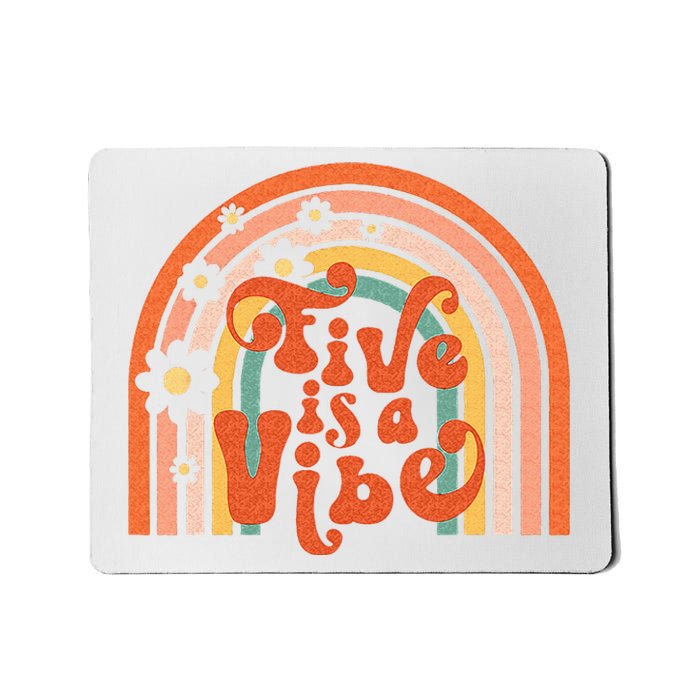 Groovy Five Is A Vibes 5th Birthday Hippie 70s Boho Rainbow Mousepad