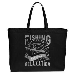 Grunge Fishing Is My Way Of Relaxation And Fun Cotton Canvas Jumbo Tote