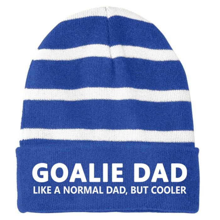 Goalie Father Ice Hockey Goalie Dad Gift Striped Beanie with Solid Band