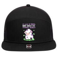 God Funny If God Is Real Why Does My Tummy Hurt, Sad Cow 7 Panel Mesh Trucker Snapback Hat