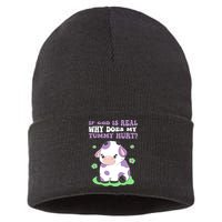 God Funny If God Is Real Why Does My Tummy Hurt, Sad Cow Sustainable Knit Beanie