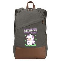 God Funny If God Is Real Why Does My Tummy Hurt, Sad Cow Cotton Canvas Backpack
