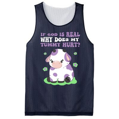 God Funny If God Is Real Why Does My Tummy Hurt, Sad Cow Mesh Reversible Basketball Jersey Tank