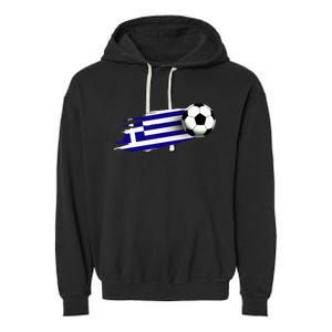 Greece Flag Jersey Greek Soccer Team Greek Garment-Dyed Fleece Hoodie