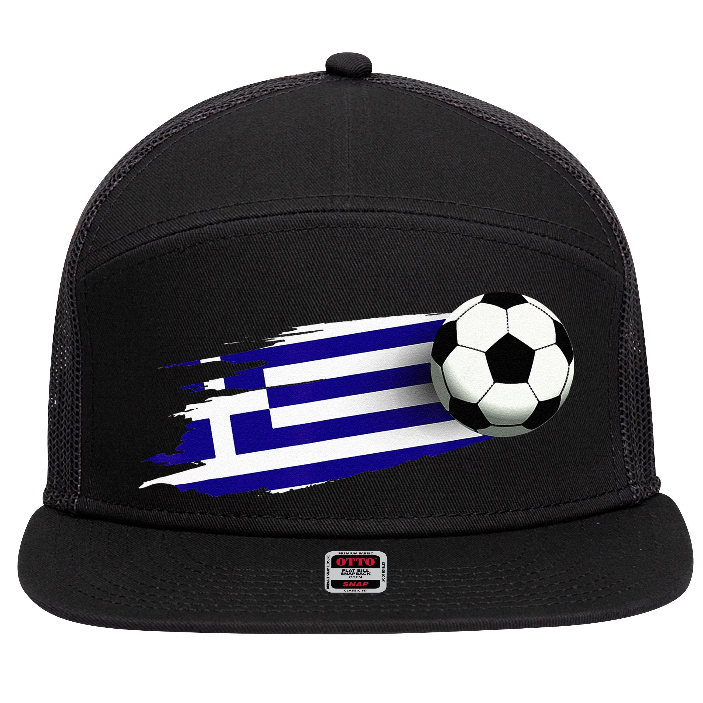 Greece Flag Jersey Greek Soccer Team Greek 7 Panel Mesh Trucker Snapback Hat