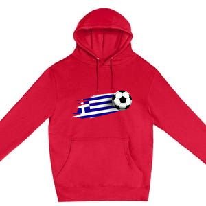 Greece Flag Jersey Greek Soccer Team Greek Premium Pullover Hoodie