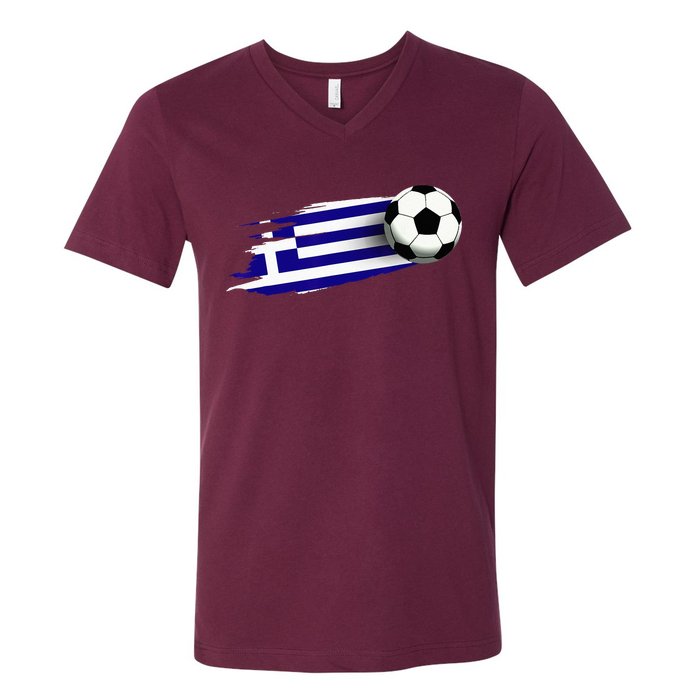 Greece Flag Jersey Greek Soccer Team Greek V-Neck T-Shirt