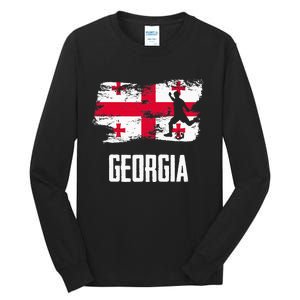 Georgia Flag Jersey Georgian Soccer Team Georgian Tall Long Sleeve T-Shirt