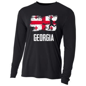 Georgia Flag Jersey Georgian Soccer Team Georgian Cooling Performance Long Sleeve Crew