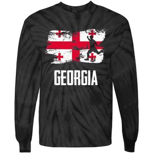 Georgia Flag Jersey Georgian Soccer Team Georgian Tie-Dye Long Sleeve Shirt