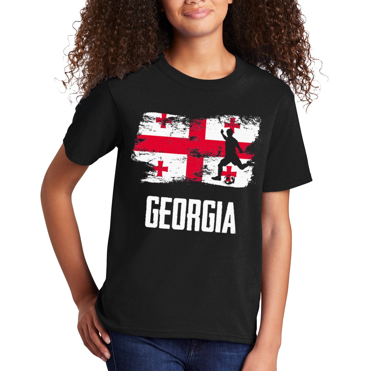 Georgia Flag Jersey Georgian Soccer Team Georgian Kids T-Shirt